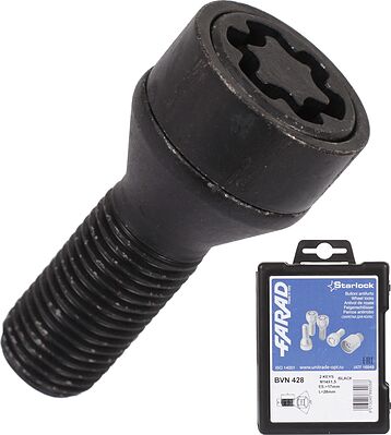 Farad BVN428/2 Комплект болтов-секреток M14×1.5, 57/28 мм, комплект 4+2, конус, ключ 17 мм