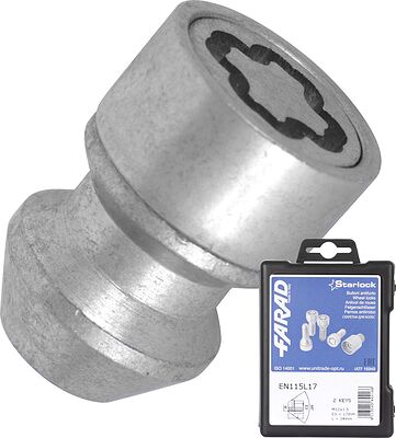 Farad EN115L17/2 Комплект гаек-секреток M12×1.5, 34 мм, комплект 4+2, конус, ключ 17 мм
