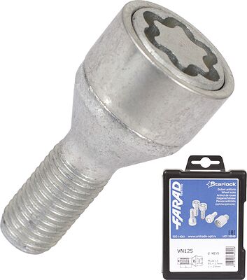 Farad VN125/2 Комплект болтов-секреток M12×1.5, 54/25 мм, комплект 4+2, конус, ключ 17 мм