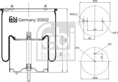 Febi 20502 кожух пневматической рессоры на SCANIA P,G,R,T - series