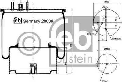 Febi 20889 кожух пневматической рессоры на DAF 95