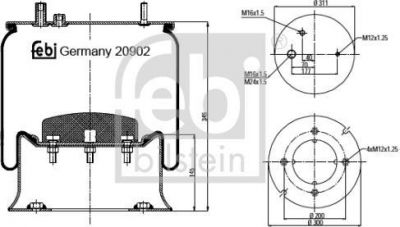 Febi 20902 кожух пневматической рессоры на RENAULT TRUCKS Magnum