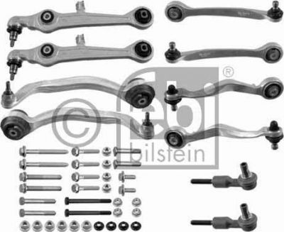 FEBI Рычаги, комплект передней подвески VAG : AUDI A4/A6/VW PASSAT(8 рычагов + 2 наконечника руливых тяг + комплект крепежный) (8D0498998, 21500)