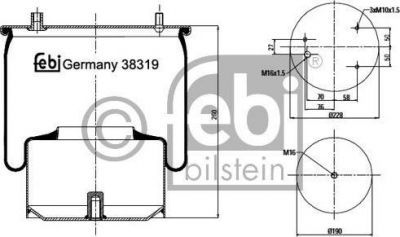 Febi 38319 кожух пневматической рессоры на DAF XF 95