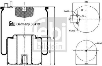 Febi 38419 кожух пневматической рессоры на MAN TGM