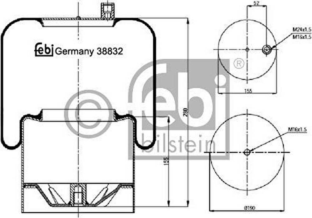 Febi 38832 кожух пневматической рессоры на MERCEDES-BENZ AXOR 2