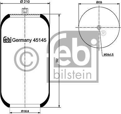 Febi 45145 кожух пневматической рессоры на MERCEDES-BENZ TOURISMO (O 350)