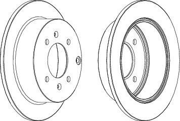 FERODO Диск тормозной задний HYUNDAI MATRIX 01-/SONATA 98-/KIA MAGENTIS D=262мм. (к-кт 2 шт., цена за 1 шт.) (DDF1448)