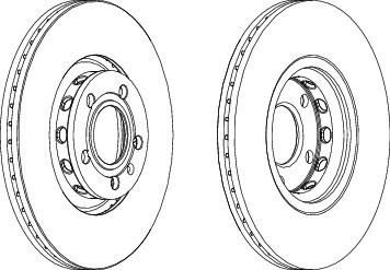 FERODO Диск тормозной передний вентилируемый AUDI 100 91>/A4 95>08/A6 95>05/VW PASSAT (к-кт 2 шт., цена за 1 шт.) (DDF1706)