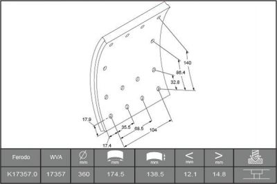 Ferodo K17357.0-F3661 комплект тормозных башмаков, барабанные тормоза на VOLVO FL 6