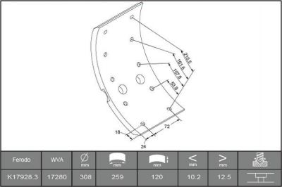 Ferodo K17928.3-F3658 комплект тормозных башмаков, барабанные тормоза на MERCEDES-BENZ LK/LN2