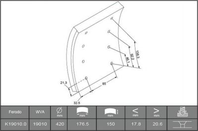 Ferodo K19010.0-F3658 комплект тормозных башмаков, барабанные тормоза на DAF 75 CF