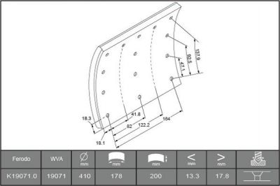 Ferodo K19071.0-F2020 комплект тормозных башмаков, барабанные тормоза на VOLVO FH 16