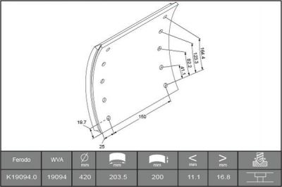 Ferodo K19094.0-F3532 комплект тормозных башмаков, барабанные тормоза на RENAULT TRUCKS Magnum