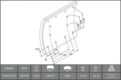 Ferodo K19116.0-F3653 комплект тормозных башмаков, барабанные тормоза на IVECO EuroTrakker