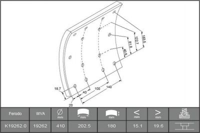 Ferodo K19262.0-F3656 комплект тормозных башмаков, барабанные тормоза на IVECO EuroStar