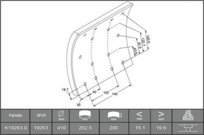 Ferodo K19263.0-F3653 комплект тормозных башмаков, барабанные тормоза на IVECO EuroStar