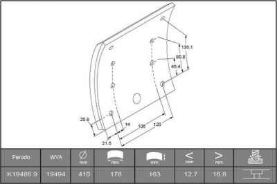 Ferodo K19486.9-F3532 комплект тормозных башмаков, барабанные тормоза на MERCEDES-BENZ SK