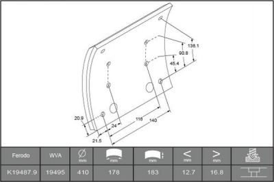 Ferodo K19487.0-F3664 комплект тормозных башмаков, барабанные тормоза на MERCEDES-BENZ AROCS