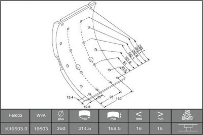 Ferodo K19503.0-F3653 комплект тормозных башмаков, барабанные тормоза на IVECO EuroFire