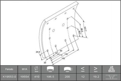 Ferodo K19553.0-F3656 комплект тормозных башмаков, барабанные тормоза на IVECO EuroStar