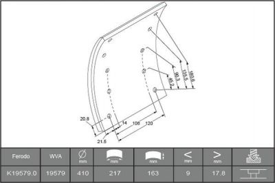 Ferodo K19579.0-F3539 комплект тормозных башмаков, барабанные тормоза на MERCEDES-BENZ O 305