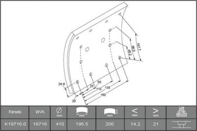 Ferodo K19716.0-F3656 комплект тормозных башмаков, барабанные тормоза на IVECO EuroTrakker