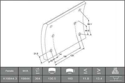 Ferodo K19844.3-F3549 комплект тормозных башмаков, барабанные тормоза на MERCEDES-BENZ LK/LN2