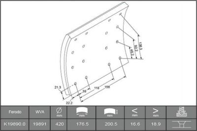 Ferodo K19890.0-F3658 комплект тормозных башмаков, барабанные тормоза на DAF 95