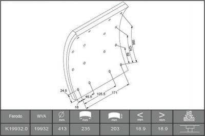 Ferodo K19932.0-F3653 комплект тормозных башмаков, барабанные тормоза на SCANIA 3 - series