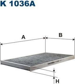 FILTRON Фильтр салона AUDI A6 -97 (с конд.) угольный (4B0091800, K1036A)