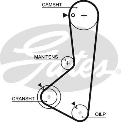 GATES Ремень ГРМ HYUNDAI / MITSUBISHI 2.4 90- (123x19) (HR63-123-3/4, 5254XS)