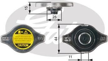 GATES Крышка радиатора LEXUS/MAZDA/MITSUBISHI/TOYOTA 0.9 BAR (1640172090, RC127)