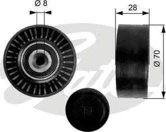 GATES Паразитный / ведущий ролик, поликлиновой ремень AUDI A4 (8E2, B6) 1.9 TDI (03G145276, T36248)