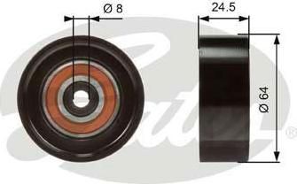 GATES Ролик обводной приводного ремня AUDI A4, VOLKSWAGEN Passat, SKODA Superb (3U4) (06C903133B, T38097)