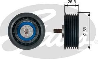 GATES Паразитный / ведущий ролик, поликлиновой ремень AUDI A4 (8E2, B6) 2.5 D (059903341A, T38099)