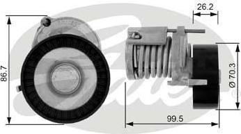 GATES Натяжной ролик, поликлиновой ремень SKODA OCTAVIA (1U2) 1.4 16V (030145299C, T38214)