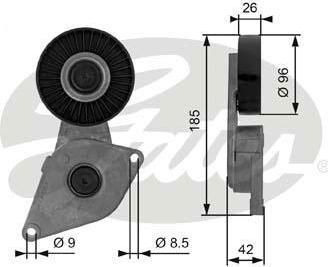 GATES Натяжитель приводного поликлинового ремня KIA CARNIVAL 2.5 (0K9BV10770, T38464)