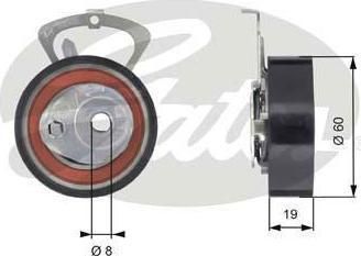 GATES Ролик натяжной ремня ГРМ VW GOLF IV/SKODA FABIA 1.4I 98- (036109243AG, T43140)