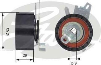 GATES Ролик натяжной ГРМ C4/C5/307/407 1,8/2,0L 04-> (62x29mm) (0829A9, T43145)