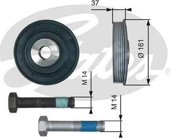 Gates TVD1002A ременный шкив, коленчатый вал на PEUGEOT 307 (3A/C)