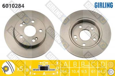 Girling 6010284 тормозной диск на RENAULT SCЙNIC I (JA0/1_)