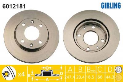 Girling 6012181 тормозной диск на PEUGEOT 205 II (20A/C)