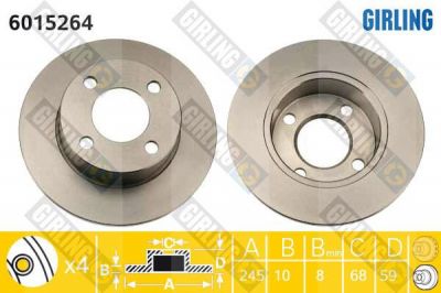 Girling 6015264 тормозной диск на AUDI 80 Avant (8C, B4)