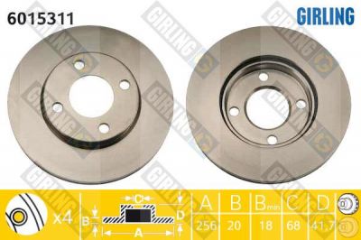 Girling 6015311 тормозной диск на AUDI 80 (81, 85, B2)