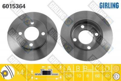 Girling 6015364 тормозной диск на AUDI 80 (81, 85, B2)