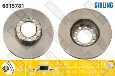 Girling 6015781 тормозной диск на MERCEDES-BENZ S-CLASS (W126)