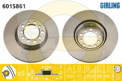 Girling 6015861 тормозной диск на MERCEDES-BENZ S-CLASS (W126)