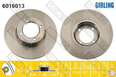 Girling 6016013 тормозной диск на OPEL MANTA B (58_, 59_)