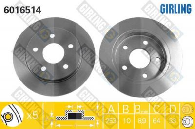 Girling 6016514 тормозной диск на FORD SCORPIO I (GAE, GGE)